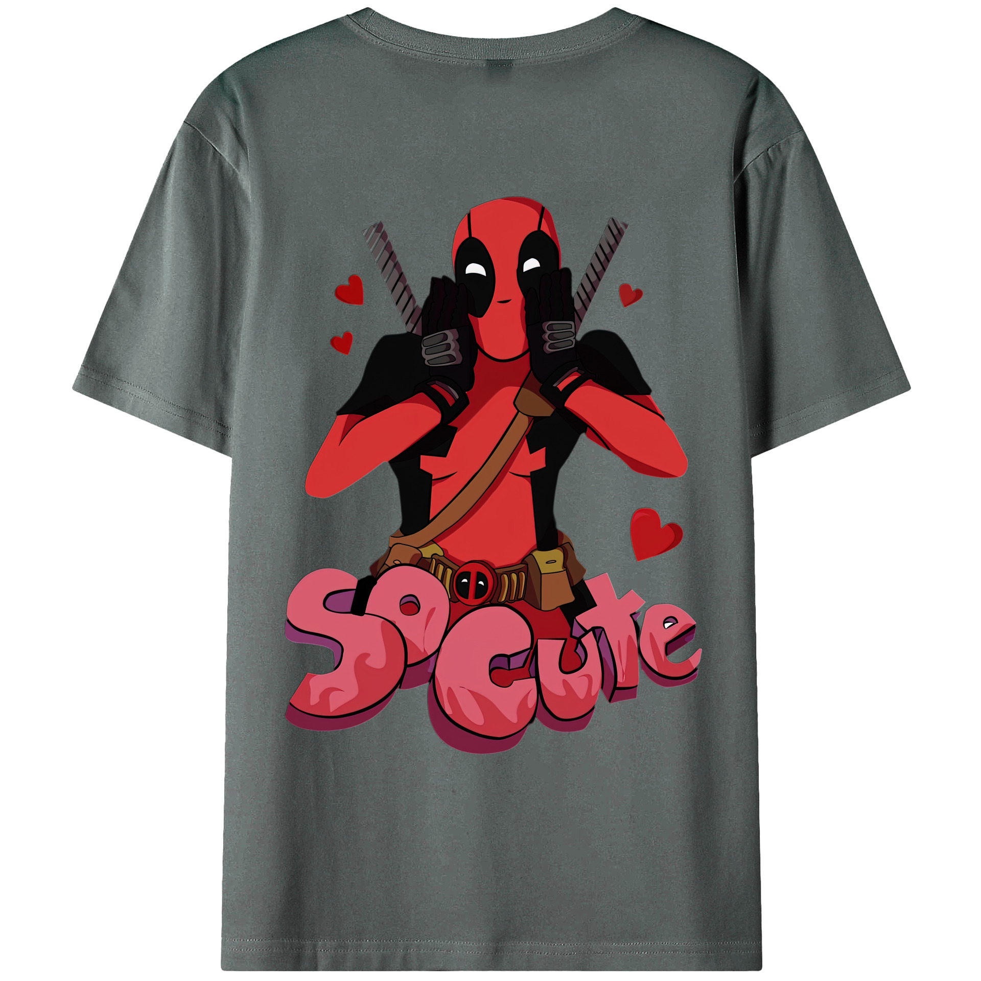 （画像用） Deadpool デッドプール 綿100％ メンズ半袖Tシャツ（バックプリント） 通気性